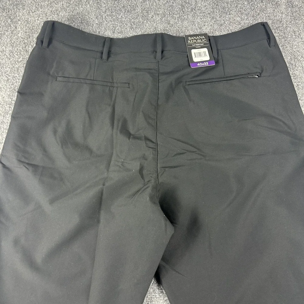 Banana Republic Dress Pants Mens 40x32 Black Flat Front Chino Work Casual‎